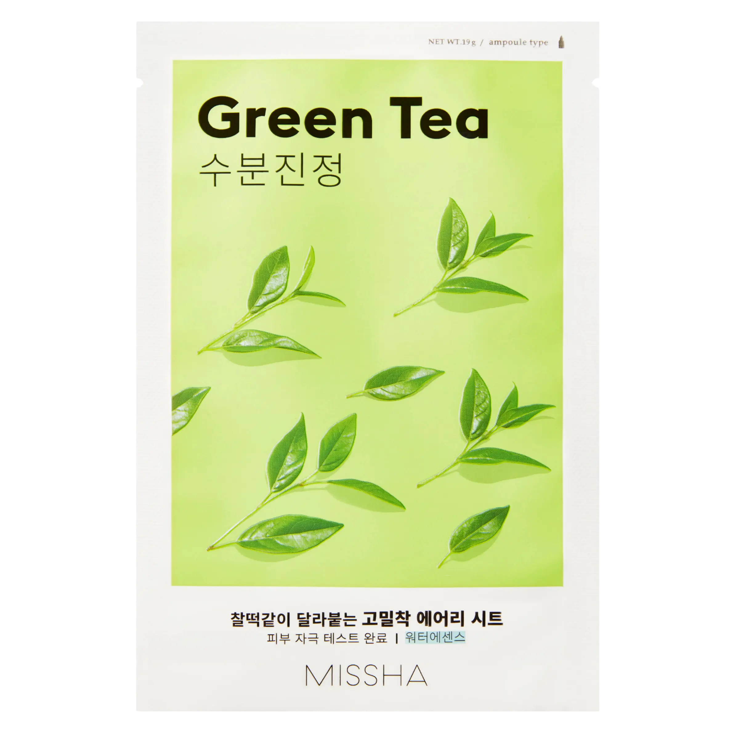 MISSHA Airy Fit Sheet Mask Green Tea (zeleni čaj) - pomirjujoča tekstilna maska za mastno kožo