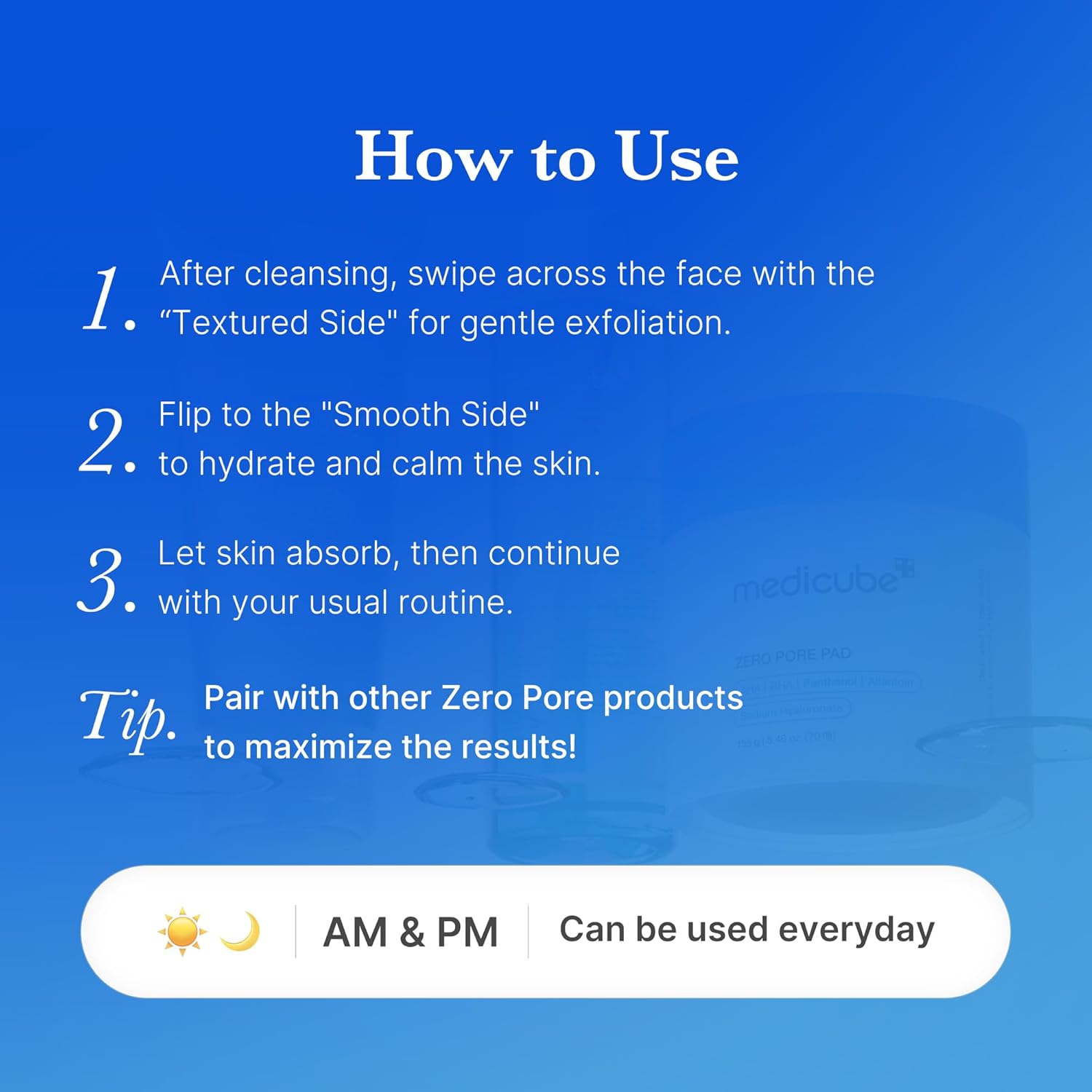 MEDICUBE Zero Pore Pad 2.0 — dvoslojne tonik blazinice za pore