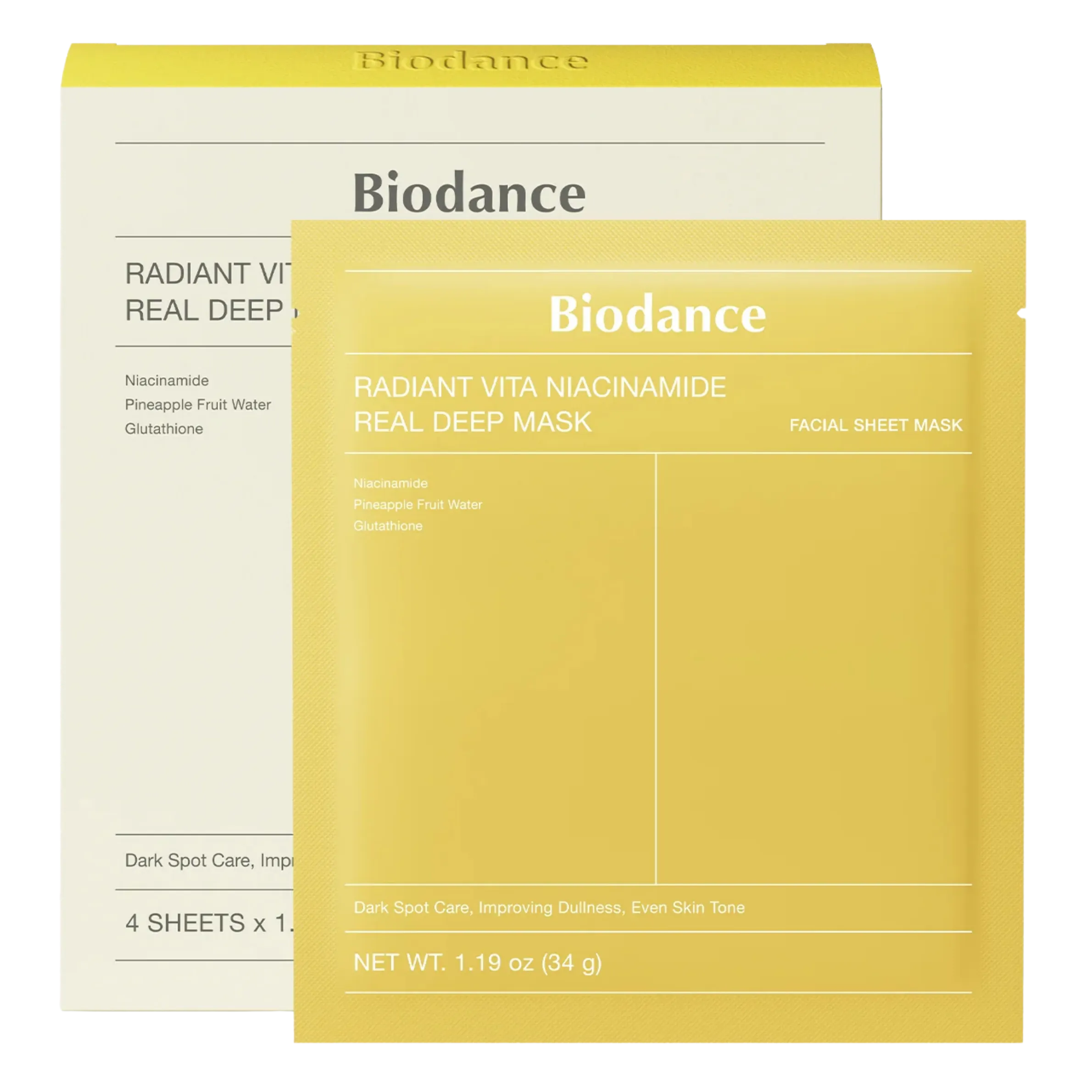 BIODANCE Radiant Vita Niacinamide Real Deep Mask - hidrogel maska z niacinamidom za enakomeren ten