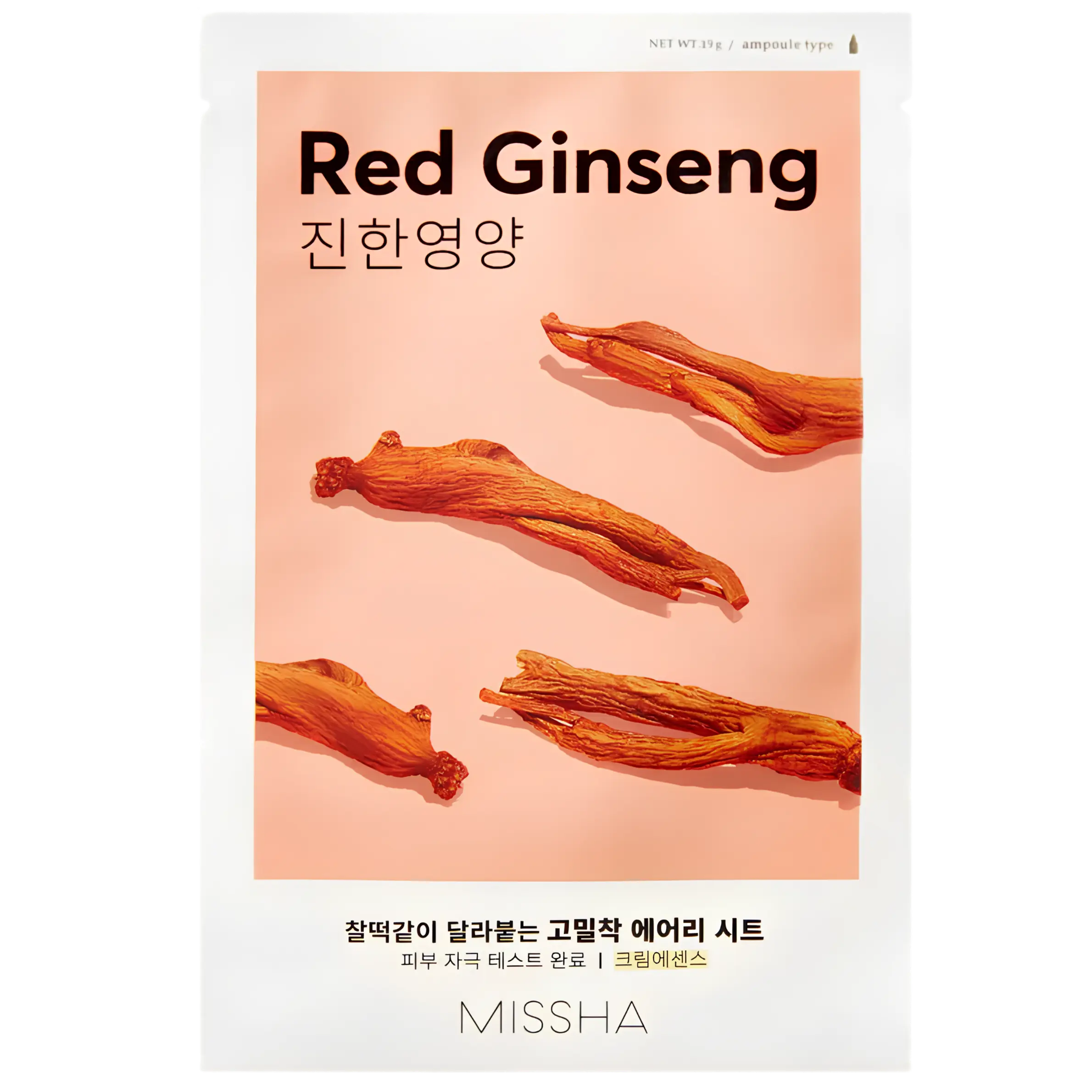 MISSHA Airy Fit Sheet Mask Red Ginseng (rdeči ginseng) - revitalizacijska tekstilna maska za utrujeno kožo