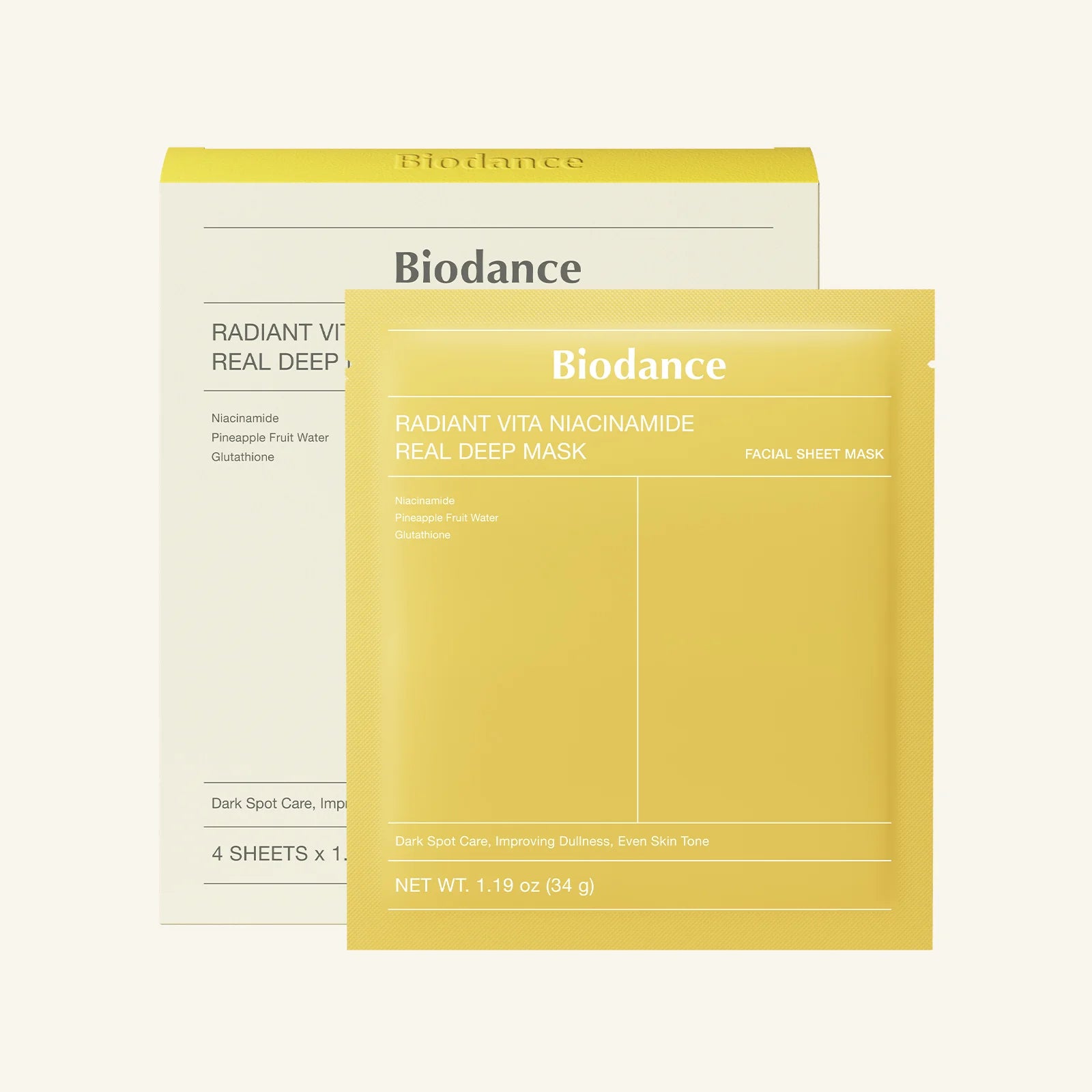 BIODANCE Radiant Vita Niacinamide Real Deep Mask — hidrogelna sheet maska za posvetlitev kože